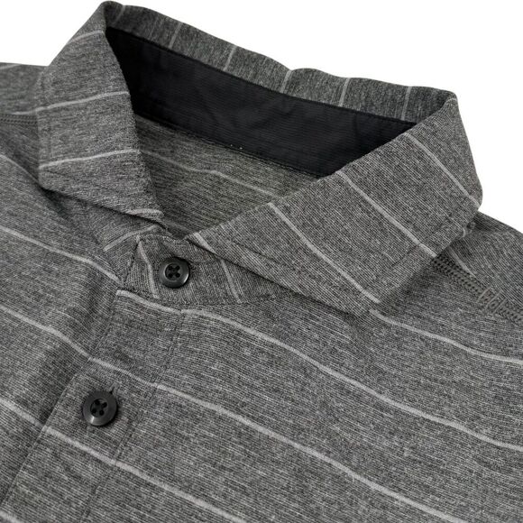 Lululemon Men's Evolution Short Sleeve Polo Lookout Stripe Heather Gray Small - Picture 1 of 7